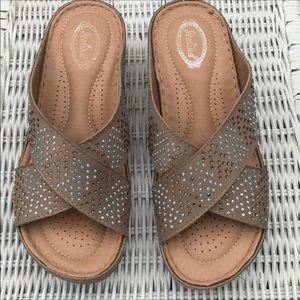 Beaded wedge Slip on sandals size-8